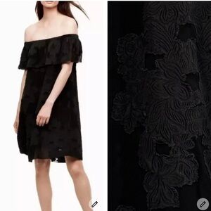 Aritzia Wilfred Neuchatel Lace Off Shoulder Floral Cotton  Dress Size XXS
